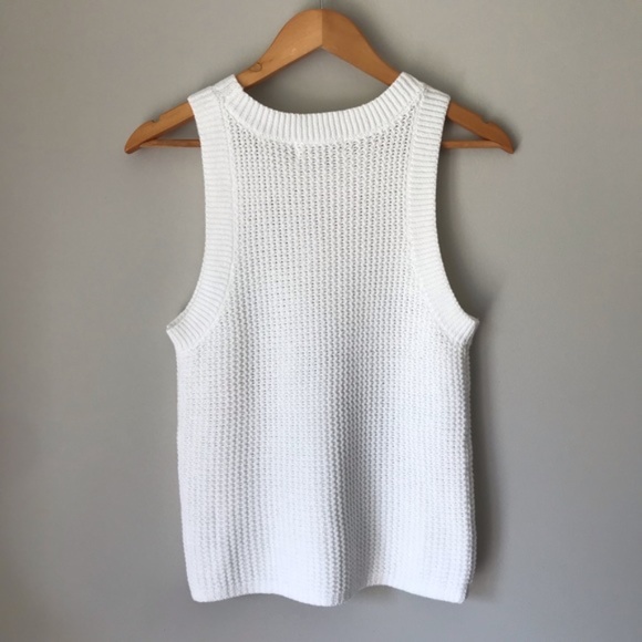 Anthropologie Quinn Textured Sleeveless Open Knit White Sweater - Picture 6 of 6